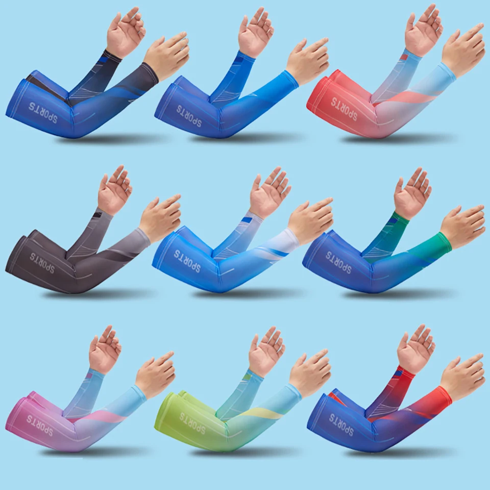 GETINFIT 1Pair Summer Ice Sleeves Moisture-absorbing Quick-drying Sun-protective Ice Silk Sleeves Outdoor Cycling Fishing Sleeve