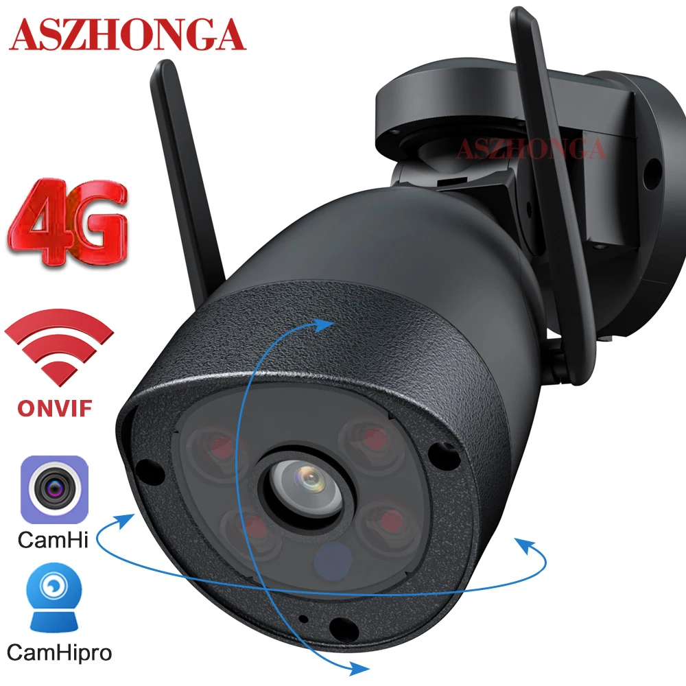 4G 무선 와이파이 PTZ 보안 IP 카메라, 4X 디지털 줌 CCTV, HD AI 인간 추적, 야외 감시 불릿 캠, CamHi 앱, 5MP