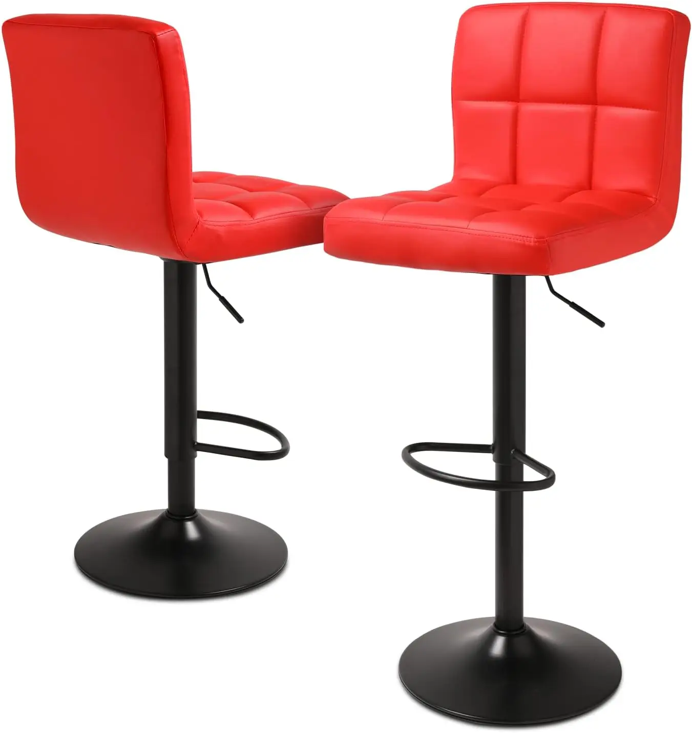 

Modern Bar Stools Set Of 2 Square Ba Pu Leather Counter Height Adjustable Swivel Barstools With Footrest For Home Kitchen