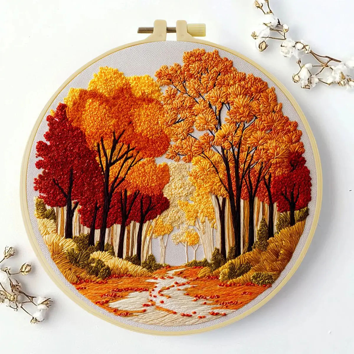 1 Stück 20X20CM/15X15CM 7,87/6,3 Zoll Herbst-Stickerei-Starter-Kit DIY-Kit DIY-Stickerei-Set Handarbeiten Heimdekoration Nadelkunst – Detail 2