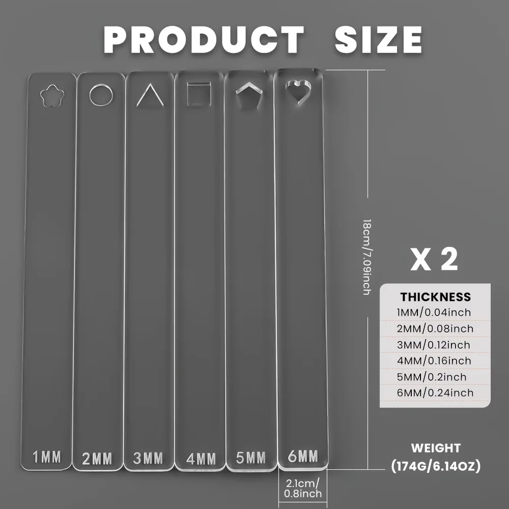 2pcs Acrylic Slime Thickness Gauge Ruler Set, Beginner DIY Slime Making Craft Tools, 5mm Thickness, Transparent Durabl