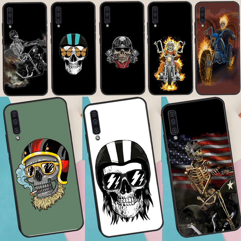 Motorbike biker chopper skull Case For Samsung A52S A21S A02S A03S A51 A71 A50 A70 A12 A22 A32 A42 A72 A52 Phone Coque