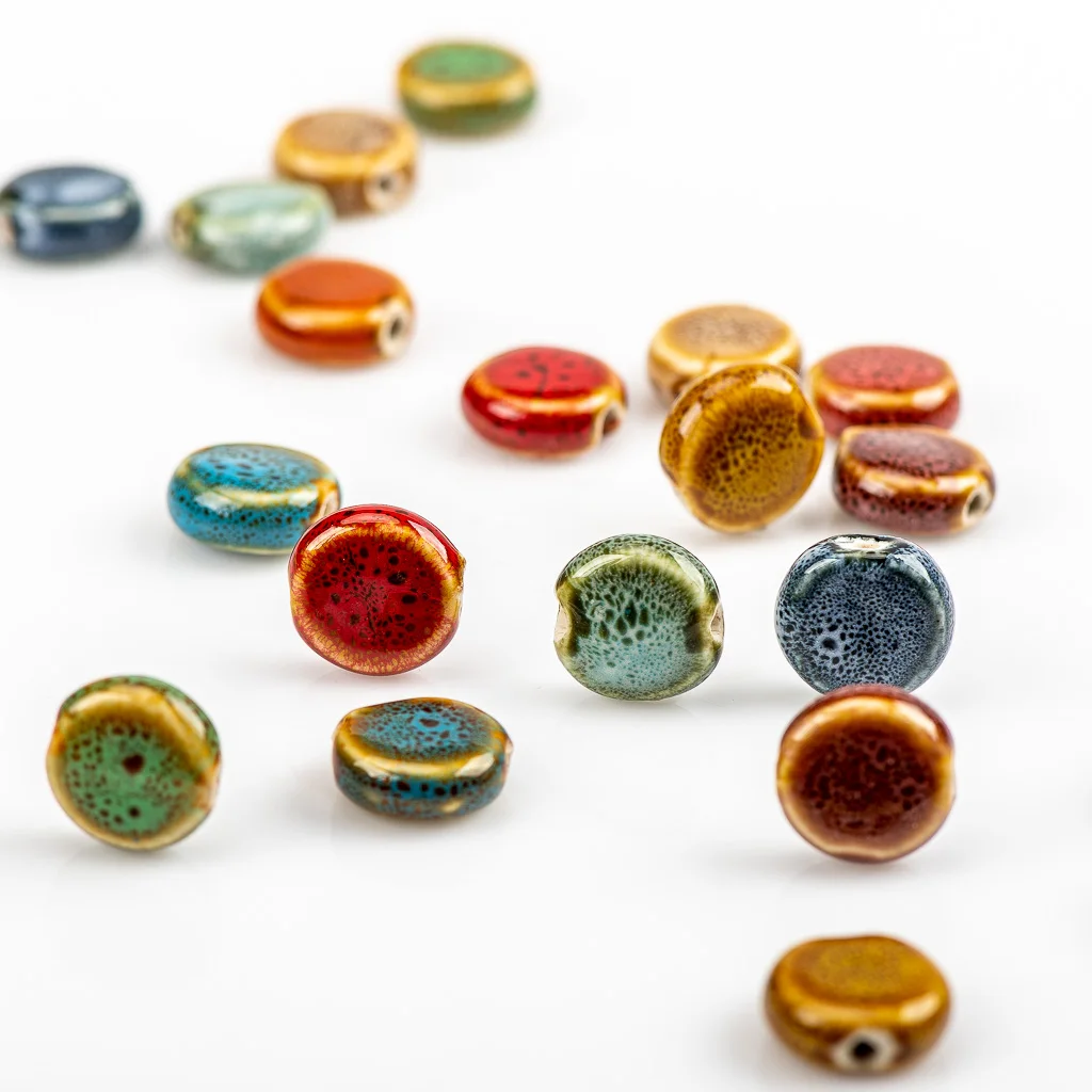15# 20pcs Round Shape Colorful China Ceramic Beads Wholesale Sell By Bags China Ceramics Beads #A518A
