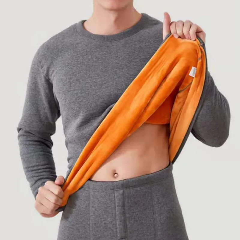 Winter Men Thermal Underwear Sets Warm Thick Fleece Long Johns Tops Thermal T-Shirts Bottom Pants Suits Thermos Pajamas Set