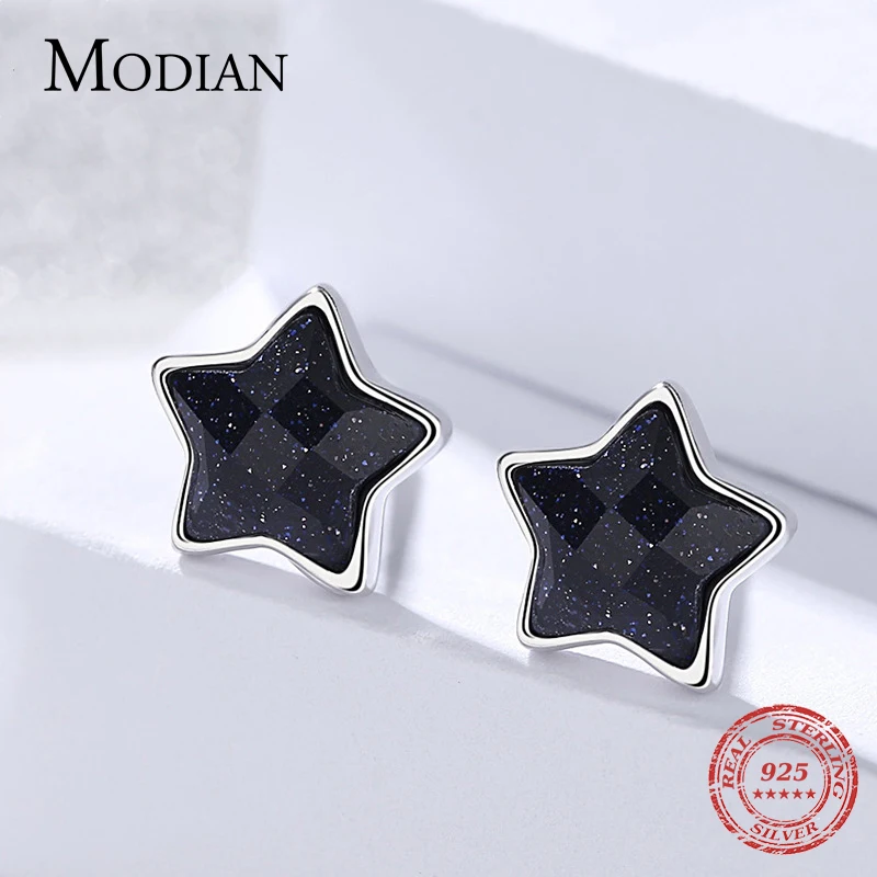 MODIAN New Design 100% 925 Sterling Silver Sparkling Star Galaxy Luminous Stud Earrings For Women Fashion Silver Jewelry
