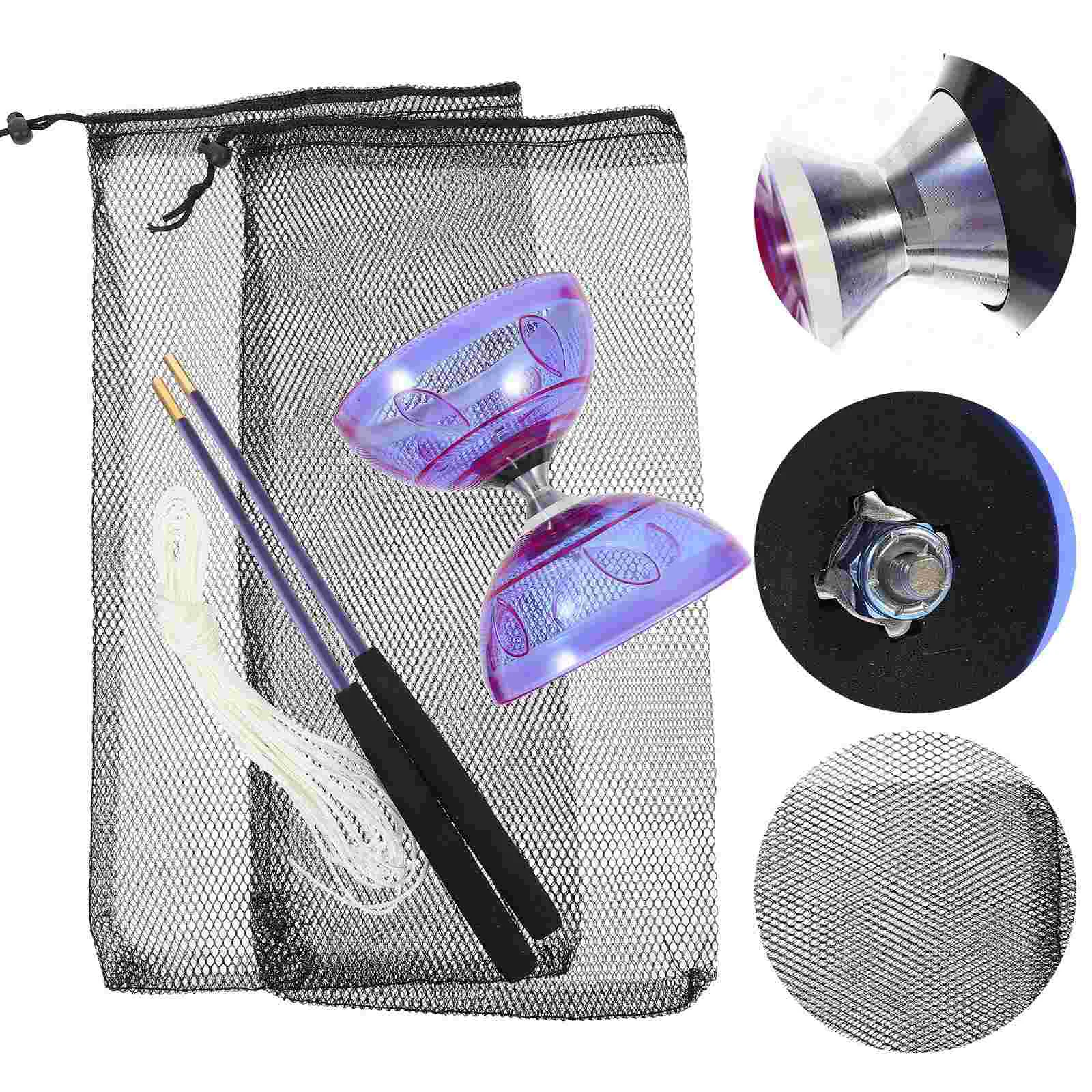 1 jeu de roulements en caoutchouc souple Transparent violet, YoYo chinois pour axe Flexible, passe-temps Diabolo en plastique pour enfants