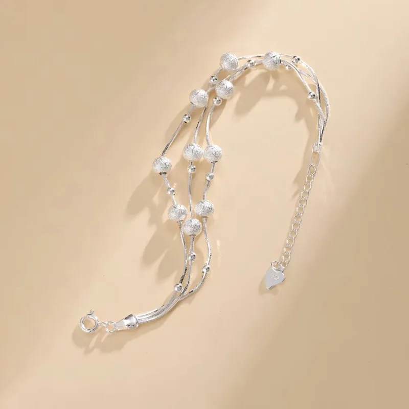 Bracelets de luxe en argent Sterling 925 pour femmes, chaîne de perles, à la mode, bijoux cadeau de fête de mariage