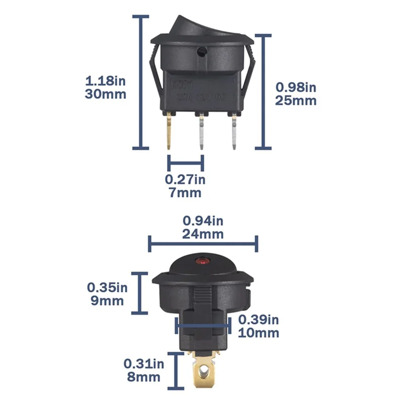 【ADD TO CART 】On-Off Control Push Button Switch 3 Pin 12V 20A Amps 20Pcs Car Truck Rocker Round Toggle LED Switch