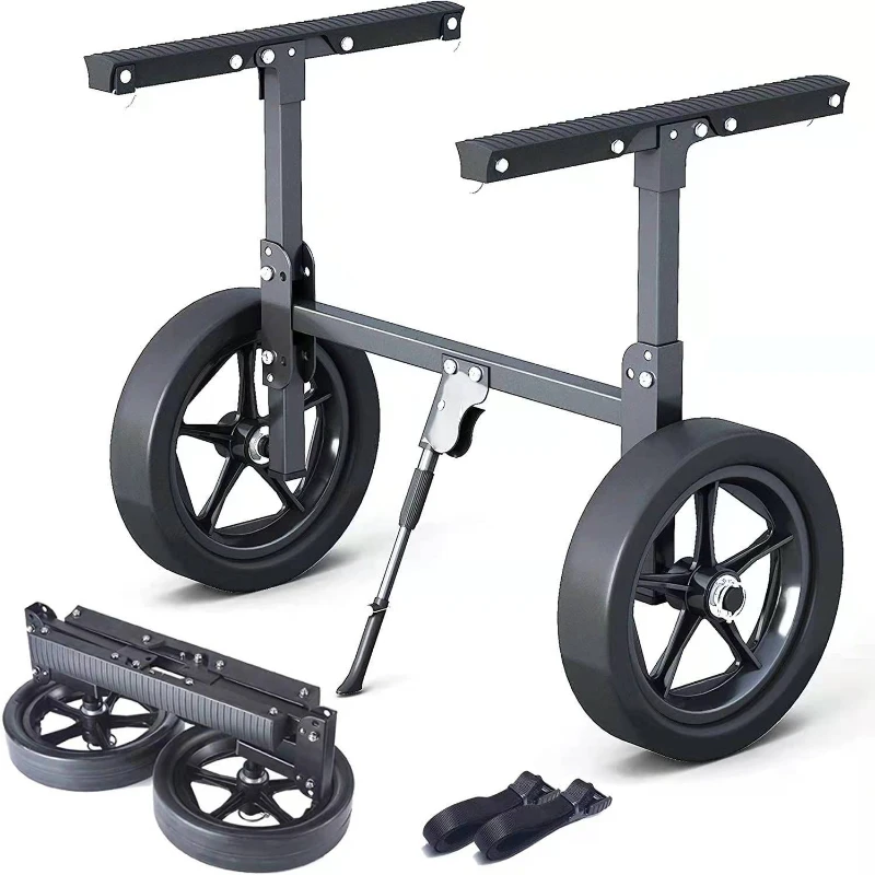 

Folding stainless steel trailer for kayaks is easy to carry