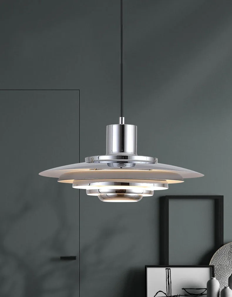 White Silver Aluminium E27 Pendant Lights