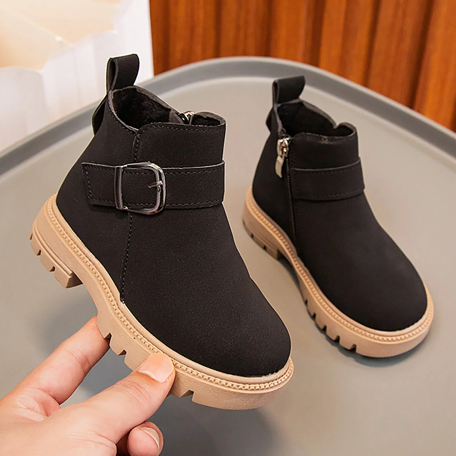 Winter Children Fashion Non-slip Casual Boots New Autumn Girls Ankle Boots Kids School Shoe PU Leather Boys Warm Shoes