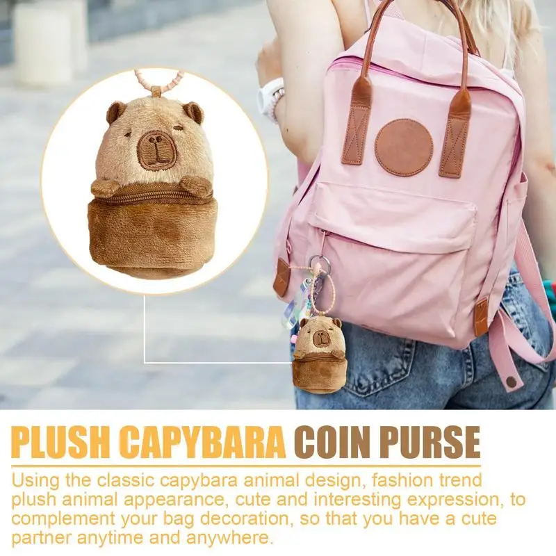 Capybara Coin Wallet Fluffy Animal Pouch Change Purse Plush Capybara WalletStuffed Animals Doll Plush Stress Relief Toy