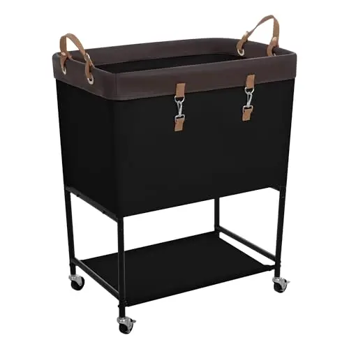 

Тележка для белья StorageWorks, 2-уровневая корзина для белья на колесиках, прочная корзина для белья с блокирующимися колесами, органайзер для прачечной