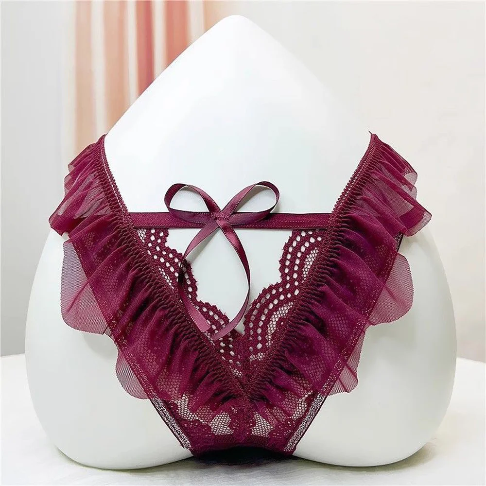 Dámské sexy krajkové spodní prádlo s volánkovým okrajem, bezešvé dámské tanga, lehké a pohodlné dámské spodní prádlo - náhled 4