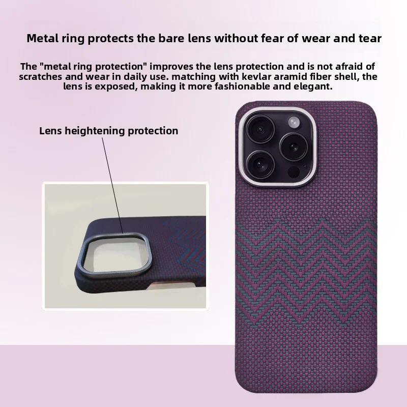 Mysterious & Handsome Purple Carbon Fiber Case - Magnetic Charging Function for iPhone 13/14/15/16 Pro MAX, Shockproof