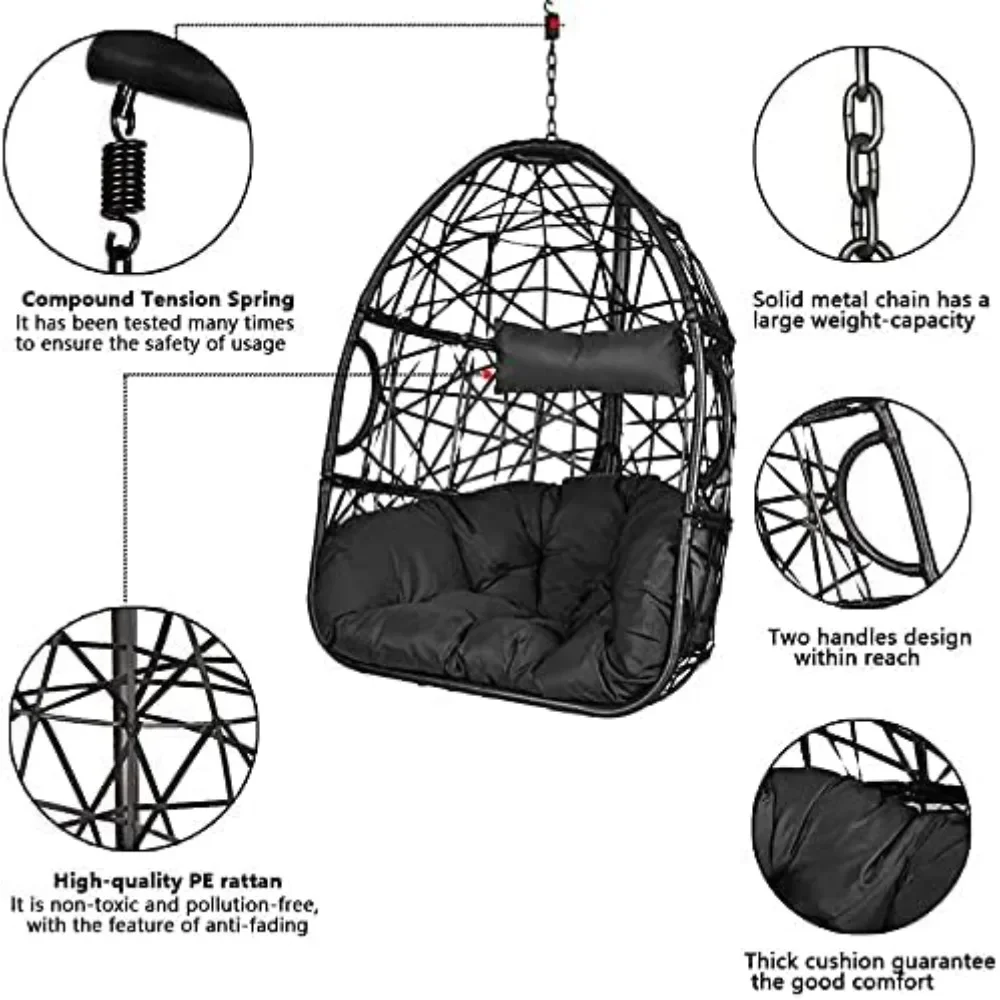 Egg Chair with Stand Hammock Chair with Stand Included Indoor Outdoor Hanging Egg Chair with Cushions Swinging Chairs