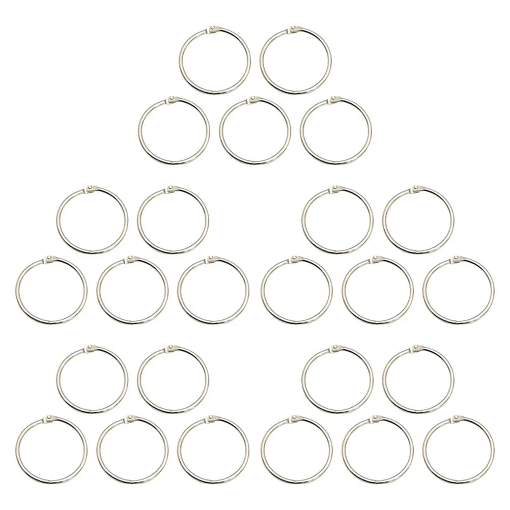 25pcs Metal Binder Rings Round Loose Leaf Ring Buckles For Diy Notebook Index Cards Scrapbook Key Ring Craft Office School