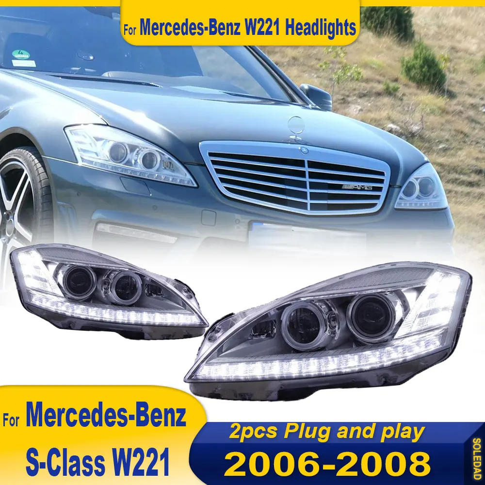 Car Headlights For Benz S-Class W221 2006 2007 2008 2009 LED Car Lamps Daytime Running Lights Dynamic Turn Signals Accessories