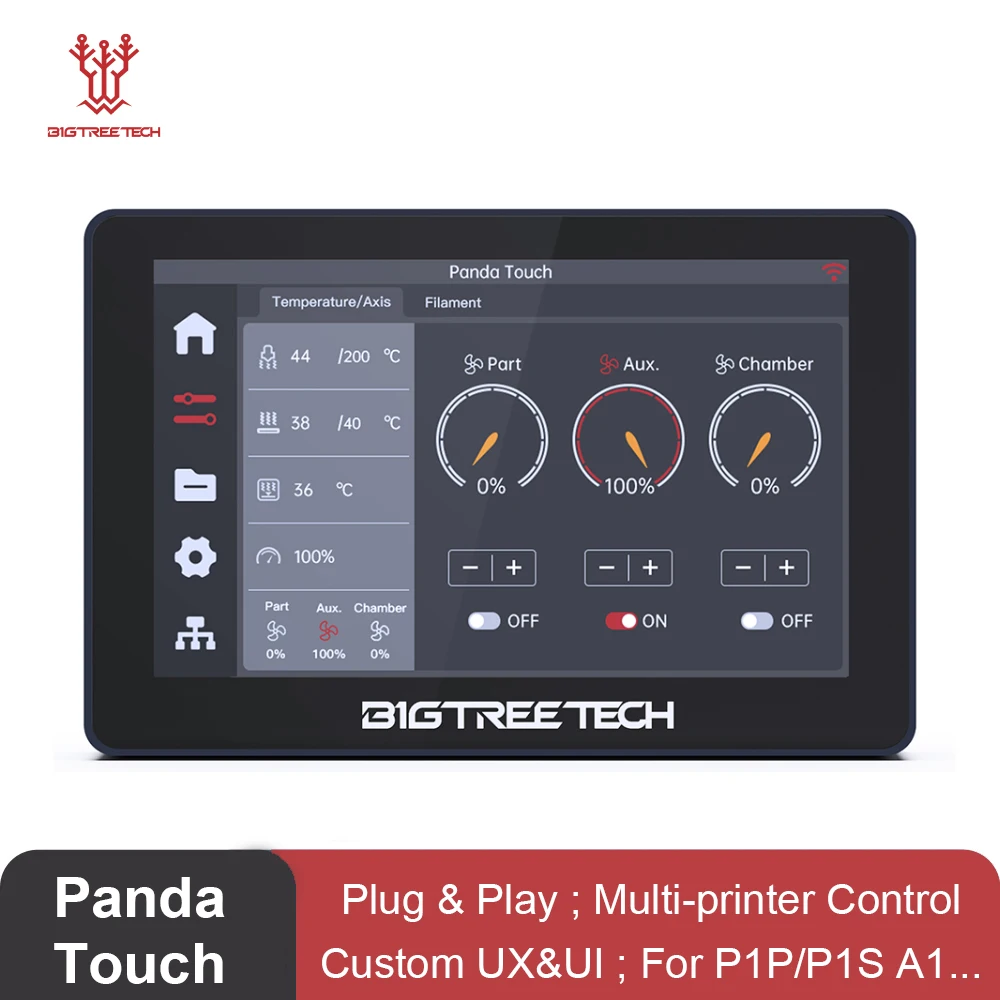 BIGTREETECH Panda Touch Screen 5'' Display for Bambu Lab X1 P1 Plug&Play Custom UX&UI Multi-Printer Wireless Control 3D Printer