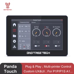 BIGTREETECH Panda Touch Screen 5'' Display for Bambu Lab X1 P1 Plug&Play Custom UX&UI Multi-Printer Wireless Control 3D Printer