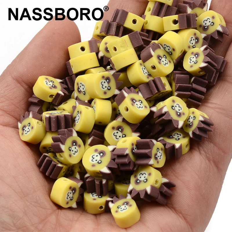 30pcs/Lot Yellow Giraffe Head Polymer Clay Beads Loose Spacer Beads for Jewelry Making Bracelet DIY Accessories Bead