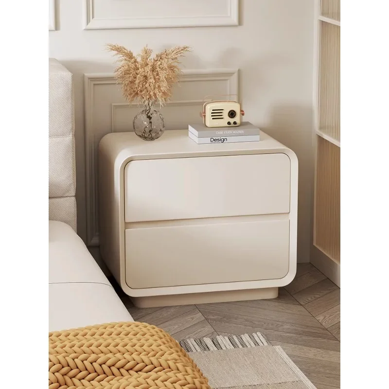 

Leather bedside table simple modern 2024 new small light luxury cream wind bedside table bedroom home locker