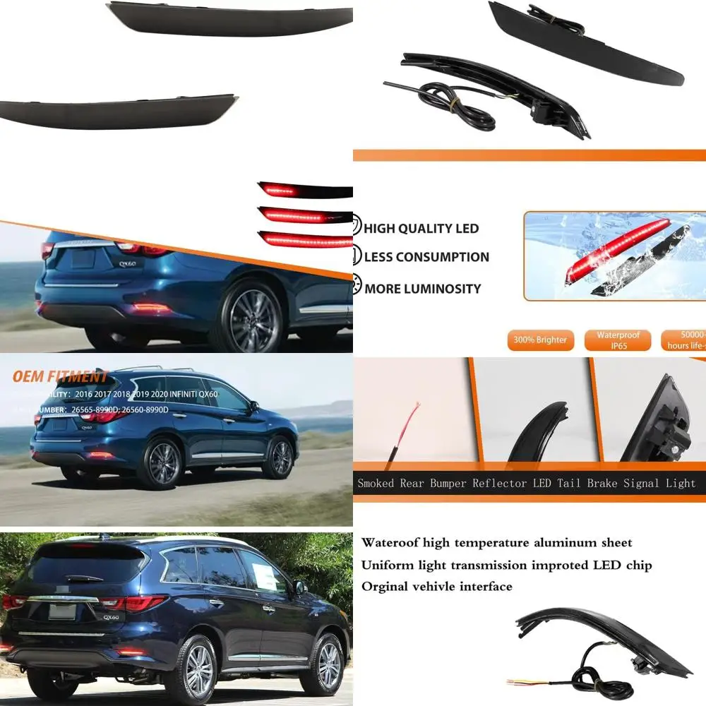 

Sequential Turn Signal LED Tail Lights with Rear Bumper Reflector for 2016-2020 INFINITI QX60