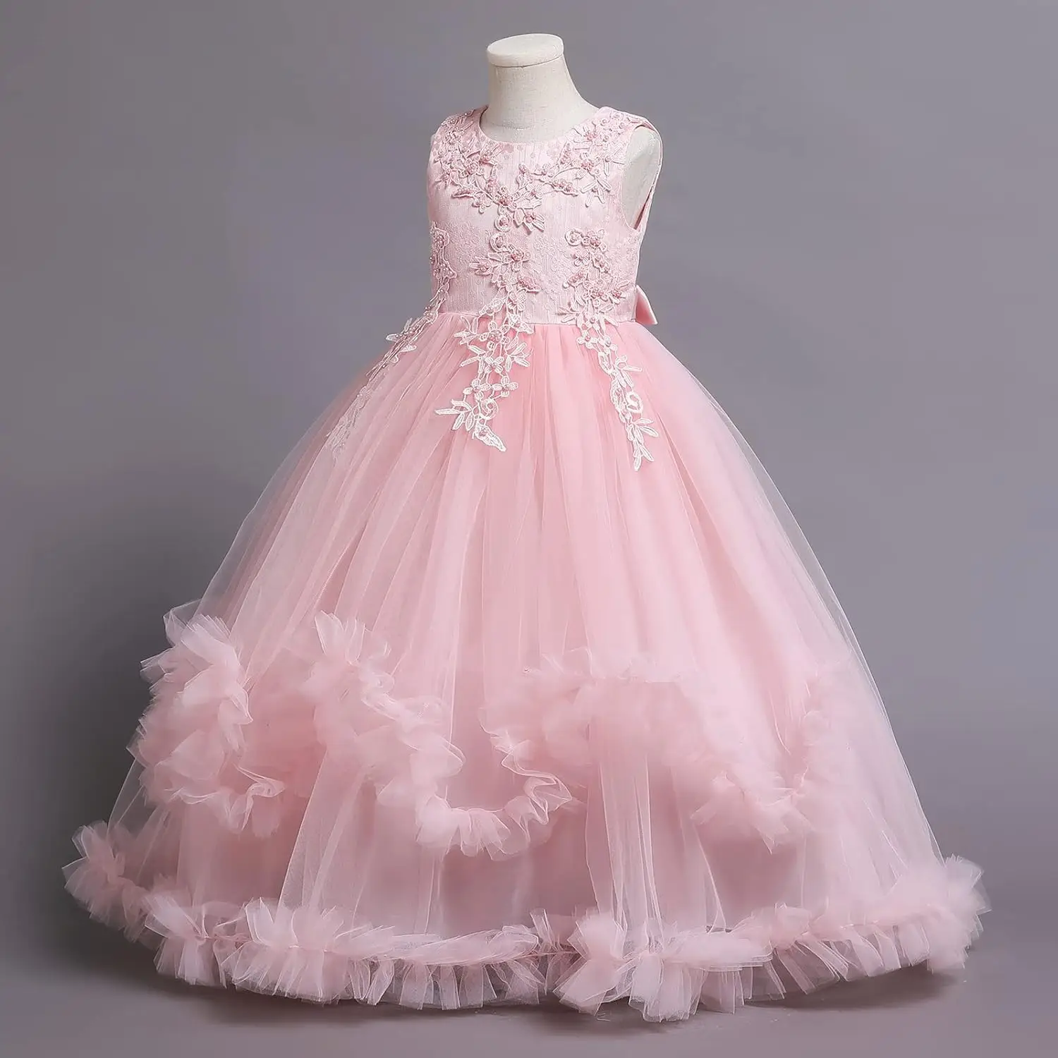 Flower Girl Princess Flower Bohemian Lace Embroidery Star Children's Dress Baby Party Evening Wedding Fluffy Communion Maxi Gown