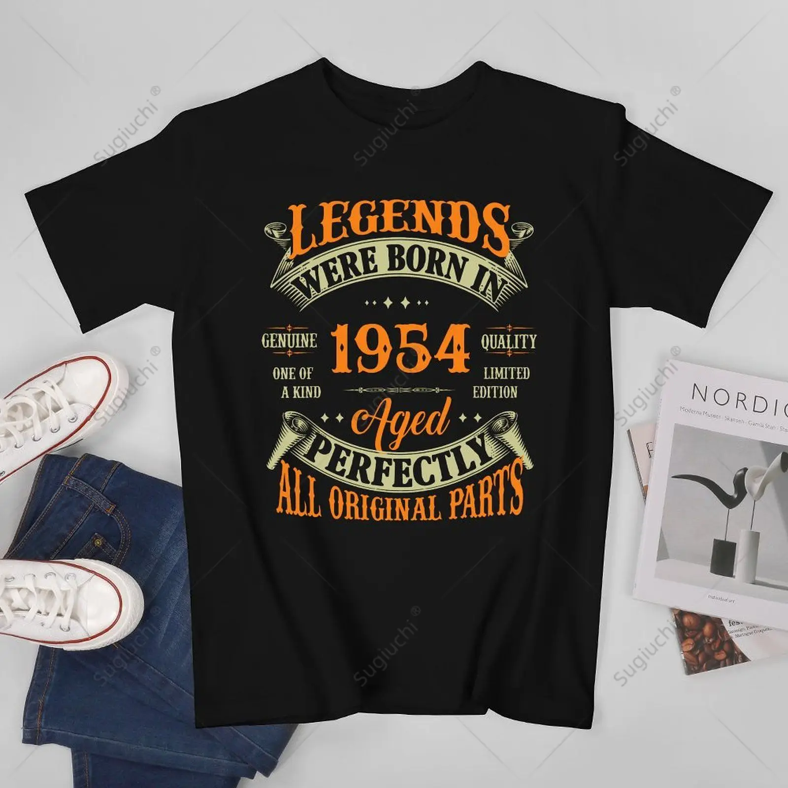 Unisex Men Birthday Vintage Legends Born In 1954 70 Years Old Tshirt Tees T Shirts Women Boys 100% Cotton T-Shirt