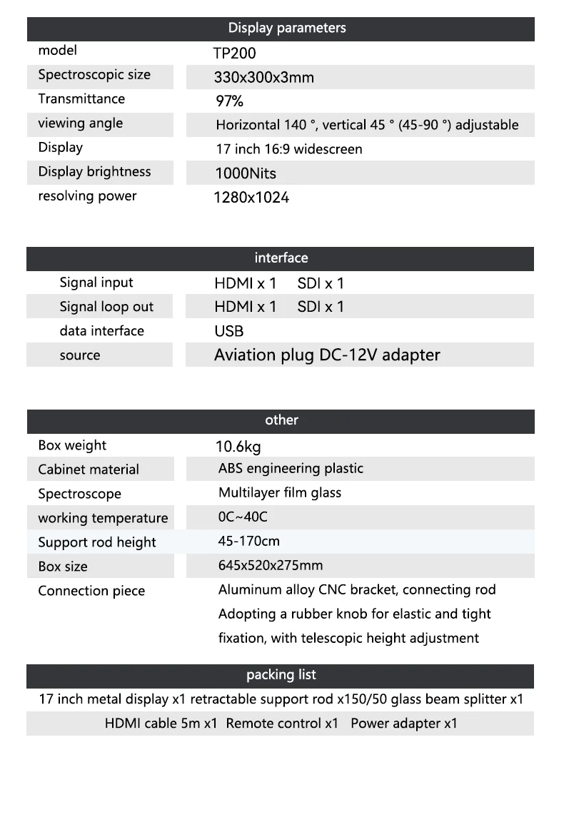 Bestview TP200 Big Screen Prompter 17Inch 1000Nits Professional Teleprompter for Dslr Ipad Smartphone Video Prompter