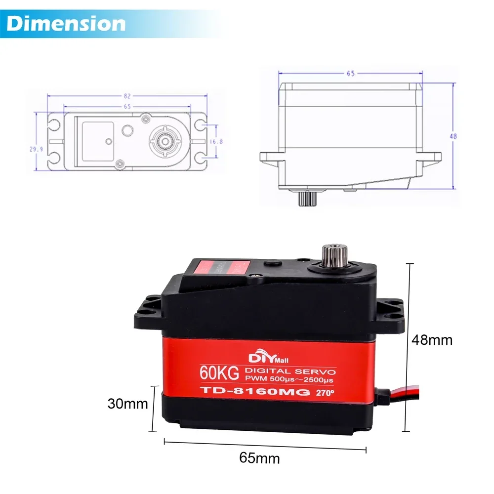 TD-8160MG 60kg digitaler Servomotor Metall getriebe Hoch drehmoment Hoch geschwindigkeit wasserdicht 6-8,4 V für rc Baja Auto Crawler DIY Roboter