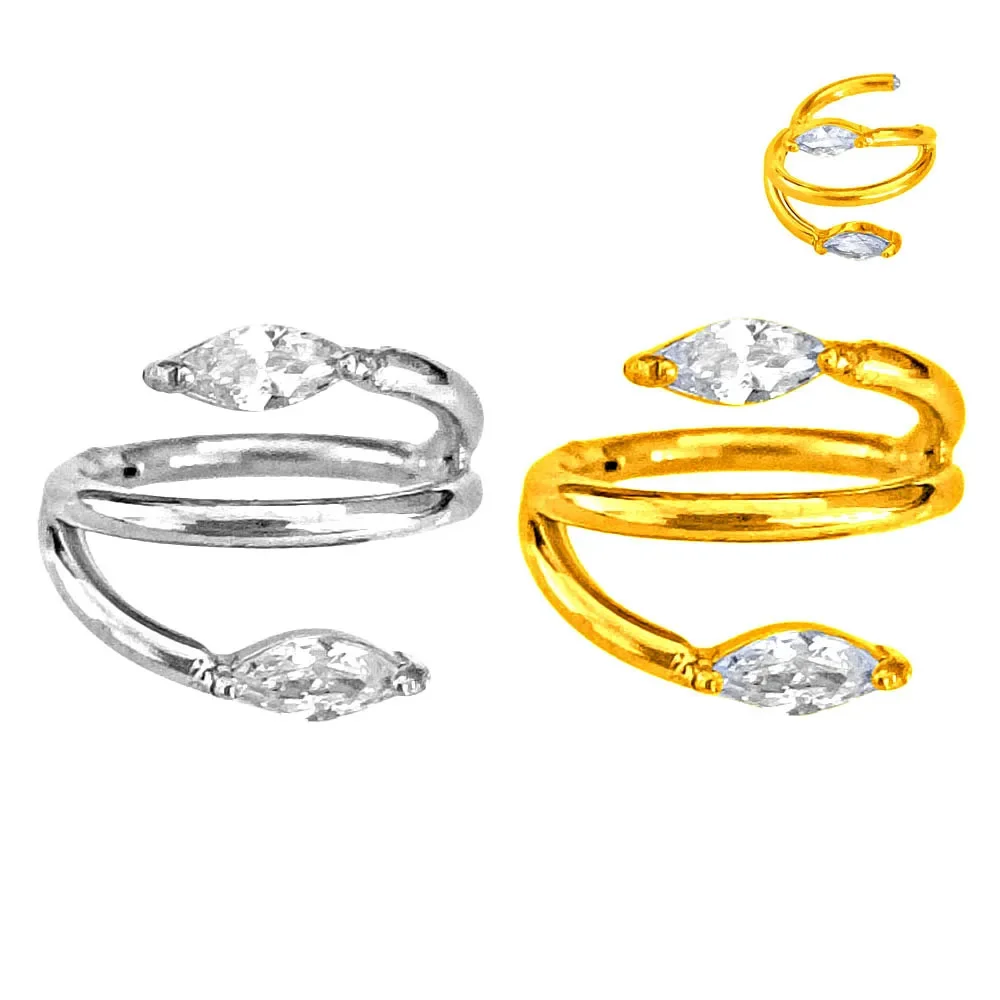 

The Horse Eye Zircon Conch Ring Design Hinge Segment Clicker 316L Surgical Steel Helix Earrings for Women Gift