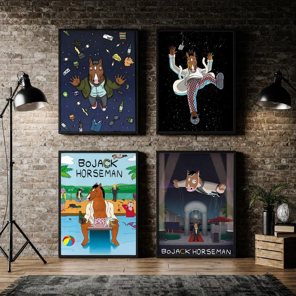 Animation B-BoJack H-Horseman Poster Pvc HD Peel and Stick Modern poster Home Office Living Room Dining Room Wall Decor