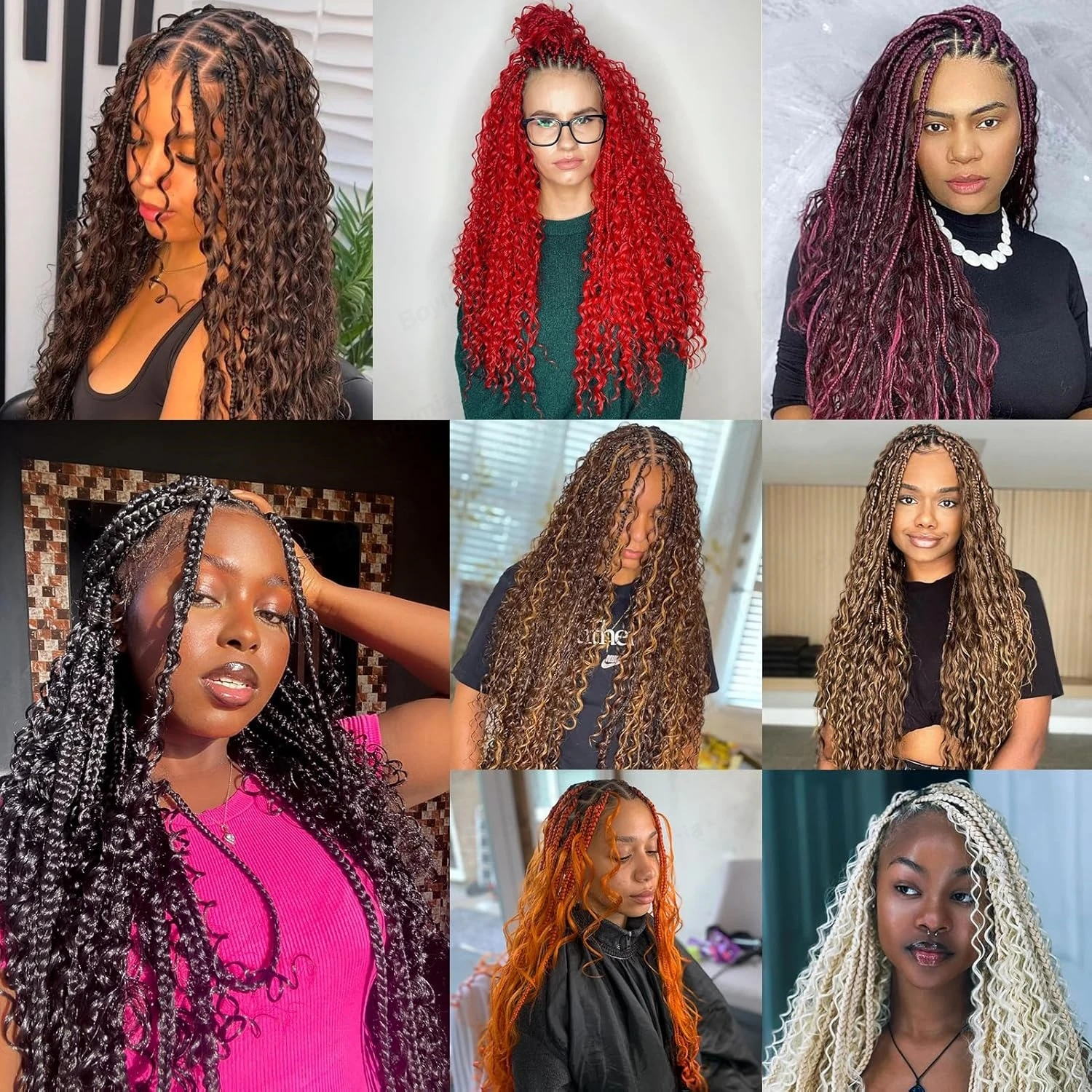 Ekstensi Rambut Deep Wave, Rambut Asli Coklat Remy, Bundel Rambut untuk DIY, Kepang, 30 Inci 50g/Paket, Rambut untuk Kepang