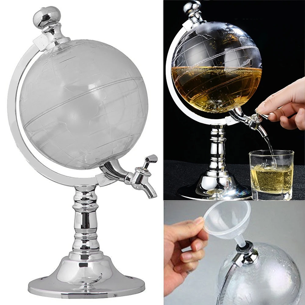 3.5L Decanter Dispenser Bar Tools Globe Shape Dispenser Alcohol Drink Dispenser for Home for Wine Liquors Whiskey Drinks