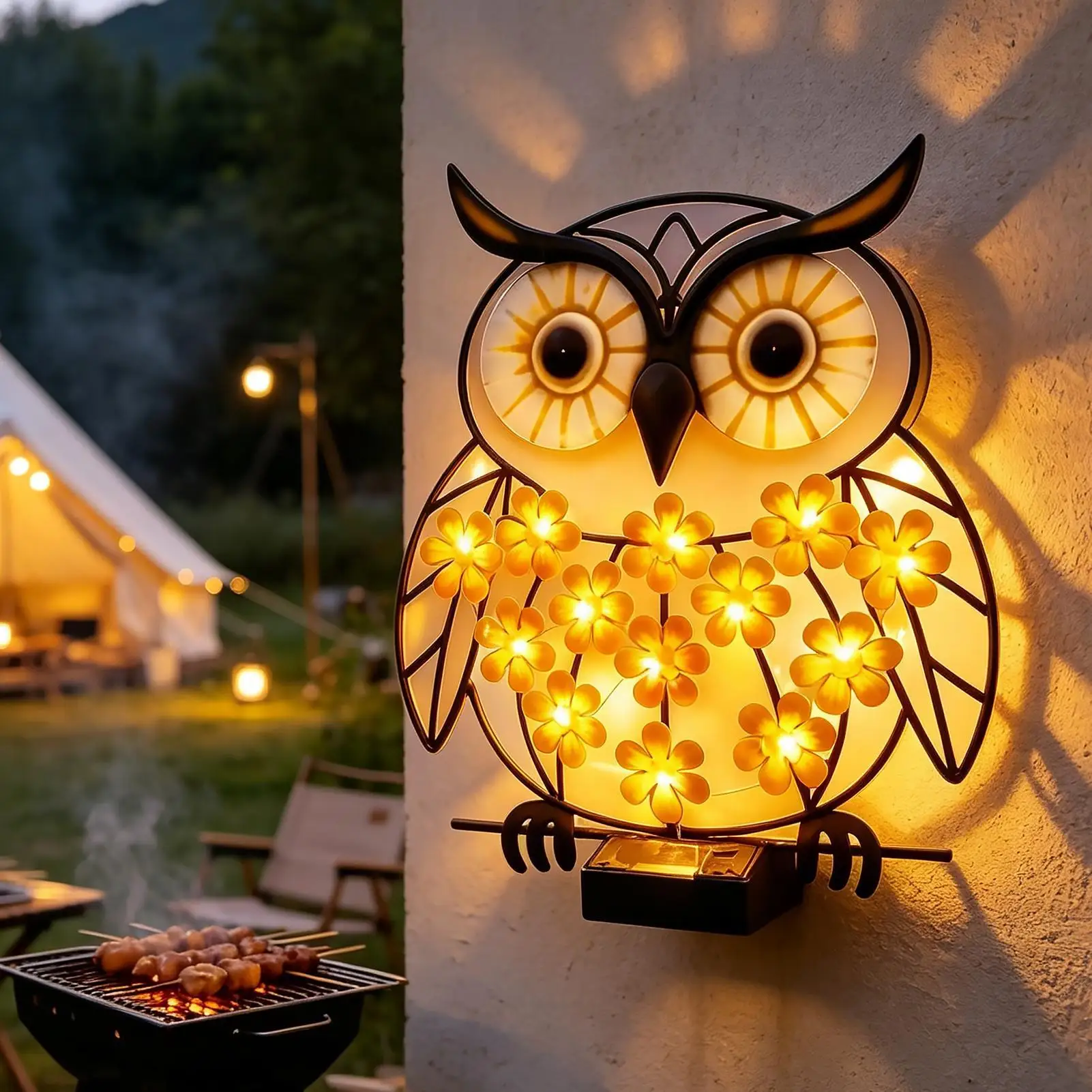 LED Solar Metal Wall Lights Decoration Solar Garden Light Butterfly /Bee/Owl Designs Funny Wall Decor Lamp For Garden Decoration