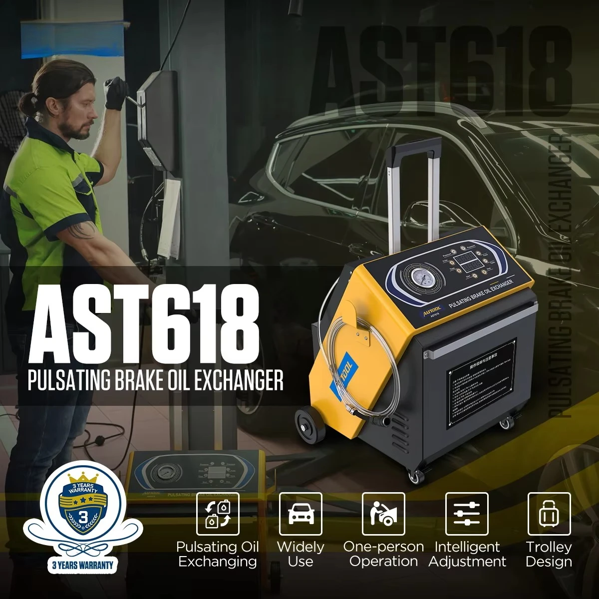AUTOOL AST618 12V Vehicles Pulsating Brake Oil Exchanger Four Clutch Slave Cylinders Automotive Brake Extractor Oil Pump Machine
