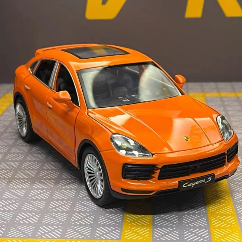 1/24 Porsche Cayenne SUV modelo de coche puerta sonido y luz extraíble aleación niño colección de coches de juguete modelo de coche de juguete regalo para niños.