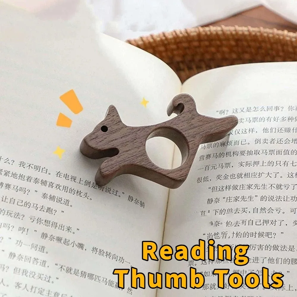 Picture 4: Anti-Slip Wooden Thumb Bookmark Cat Shape Pet Design Book Page Holder Dog Shape Handmade Reading Thumb Tools School Supplies