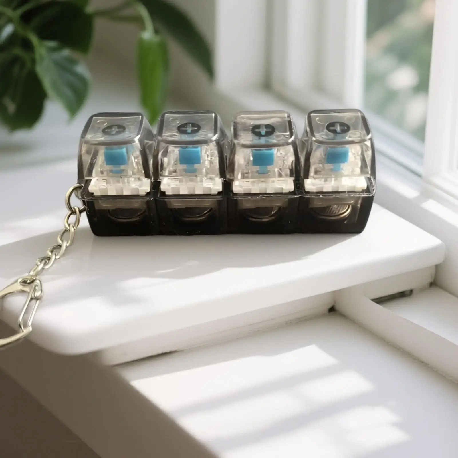 4 Keys Keyboard Fidget Toys LED Crystal Keycap Keychain Stress Relief Fingertip Gadget Decompressions Toys Clicker Fidget Toy