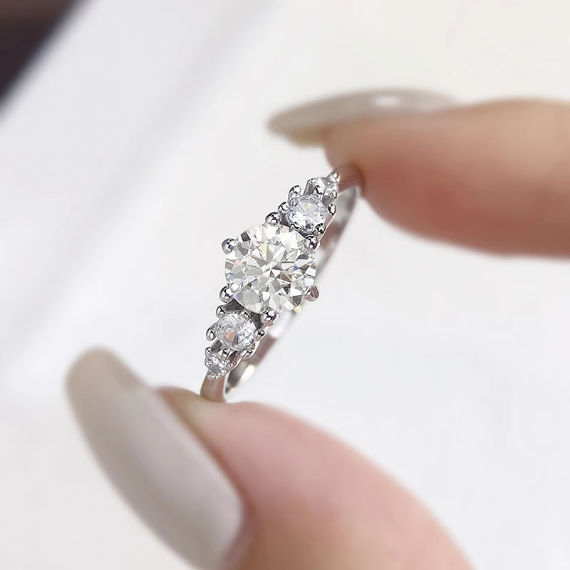 

DWJ 1CT Certified Real Moissanite Diamond Engagement Rings for Women 925 Sterling Silver Wedding High Quality Fine Jewelry