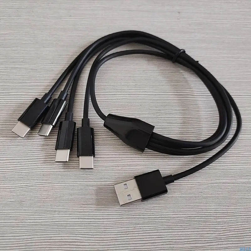 R91A 50cm 멀티 USB C 스플리터 케이블 4 in 1 충전 코드 4 Type-C Male 플러그