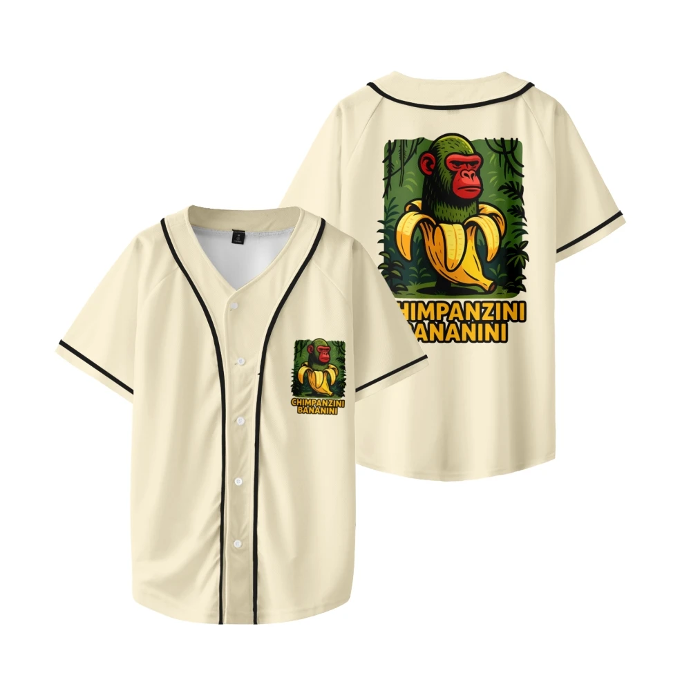 

Bananini Merch Baseball Jacket T-shirts Summer Unisex Fashion V-neck Short Sleeve Tee