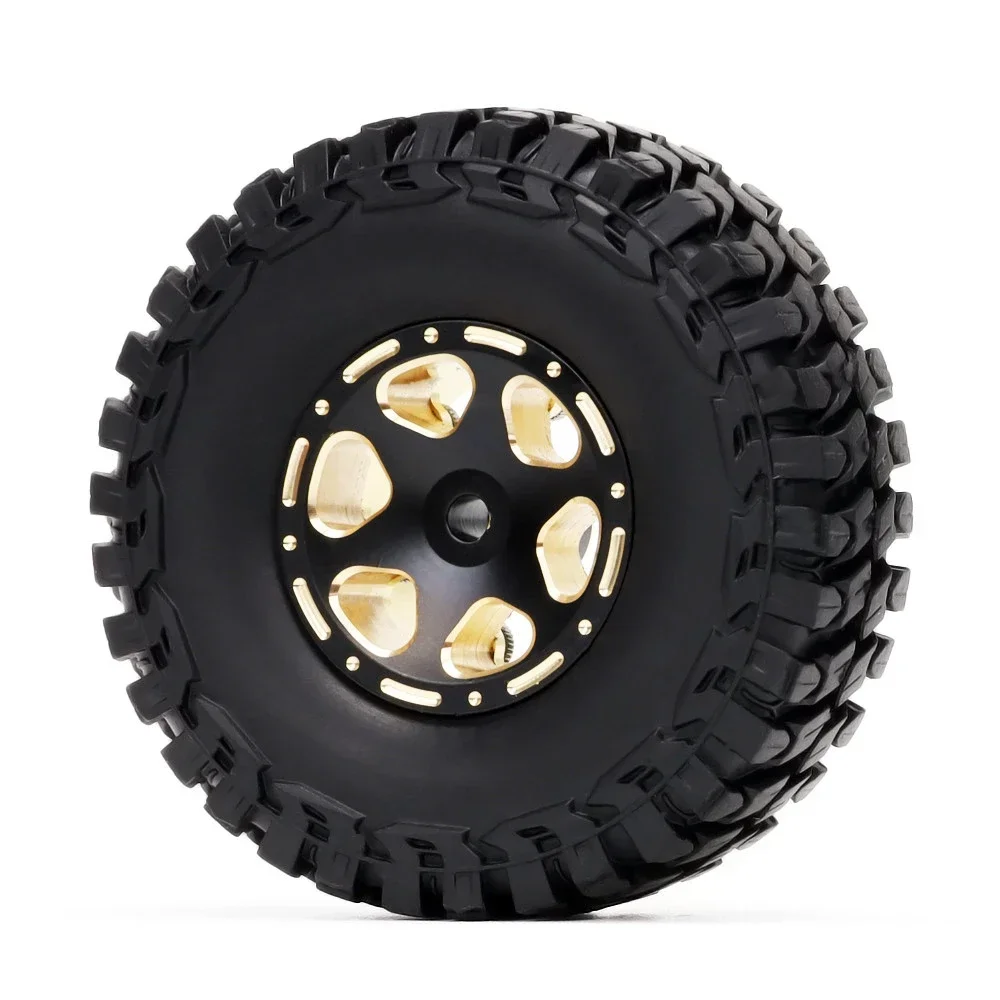 Rubber /Brass 1.0" Beadlock 54mm Wheel Rims Tires for RC Crawler 1/24 Axial SCX24 90091 Kyosho mini/micro Accessories