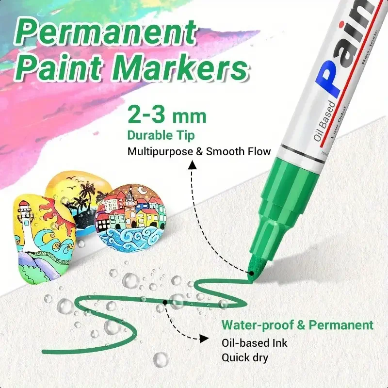 Colorful Permanent Paint Marker Waterproof White Markers Tire Tread Rubber Fabric Paint Metal Paint Marker Pens