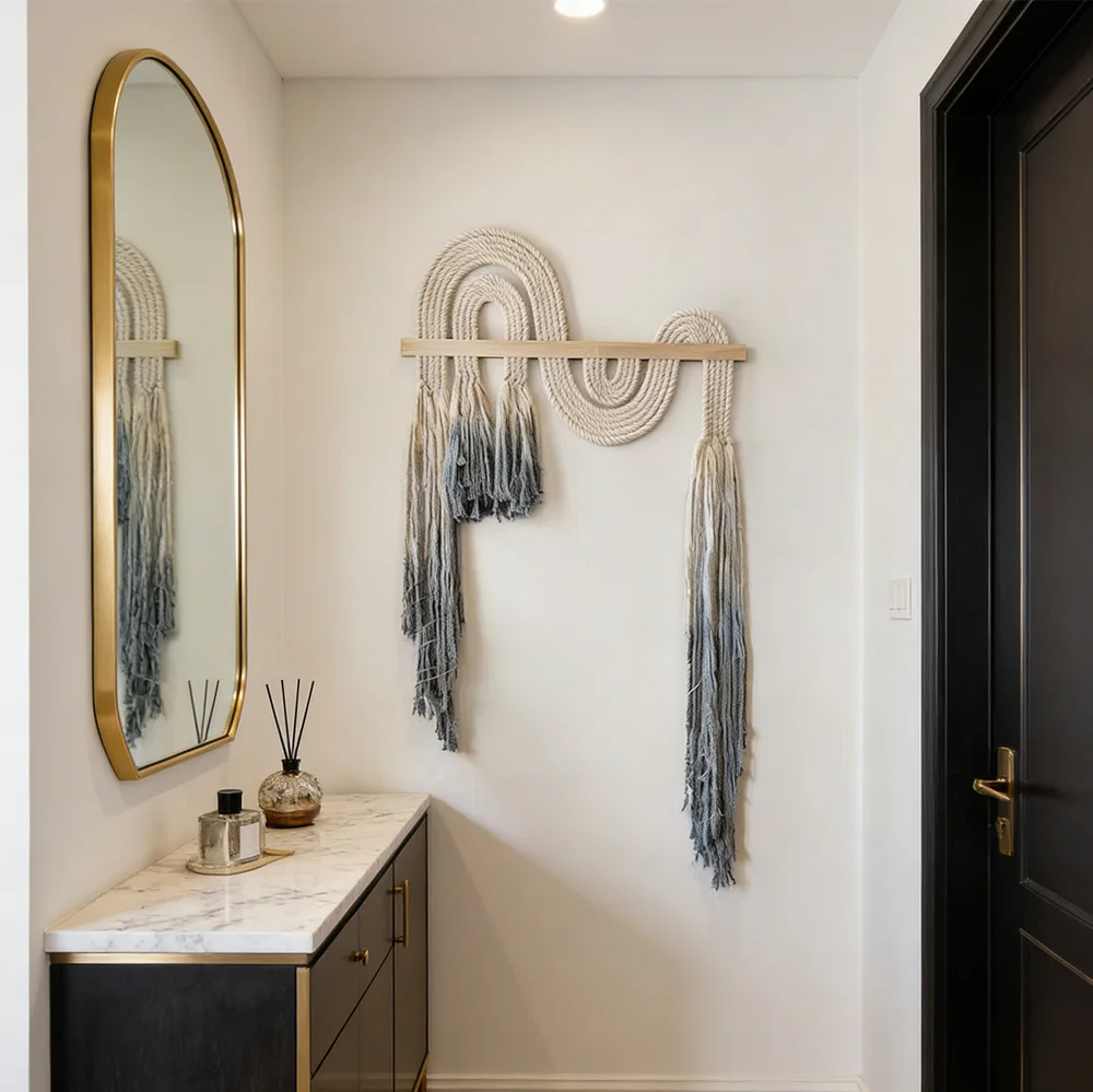 tt& Bohemian Dip-Dye Decor Gradient Tassel Curved Macrame Wall Hanging for Hotel & BNB Interiors~*