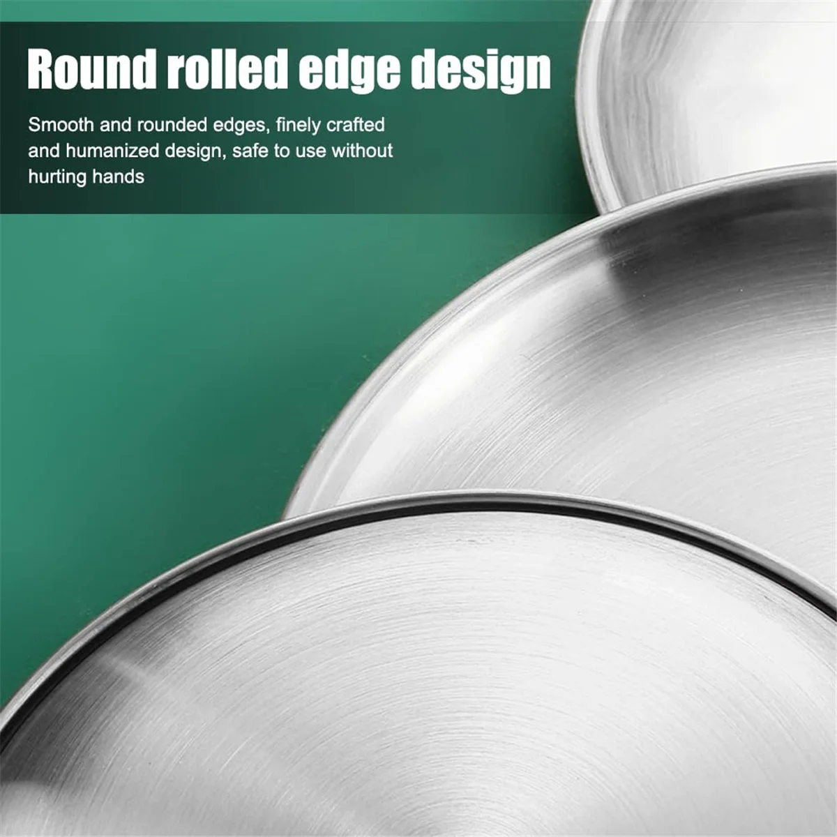 Pack of 5 Stainless Steel Plates, 20 cm Stainless Steel Round Tableware, Sturdy Stainless Steel Plates, Camping PlatesJAS