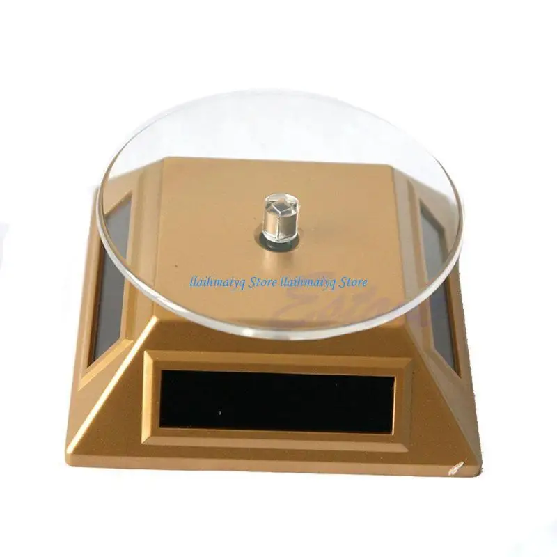 573B 360° Rotating Solar Turntable Display Stand Used for Jewelry Black Silve White