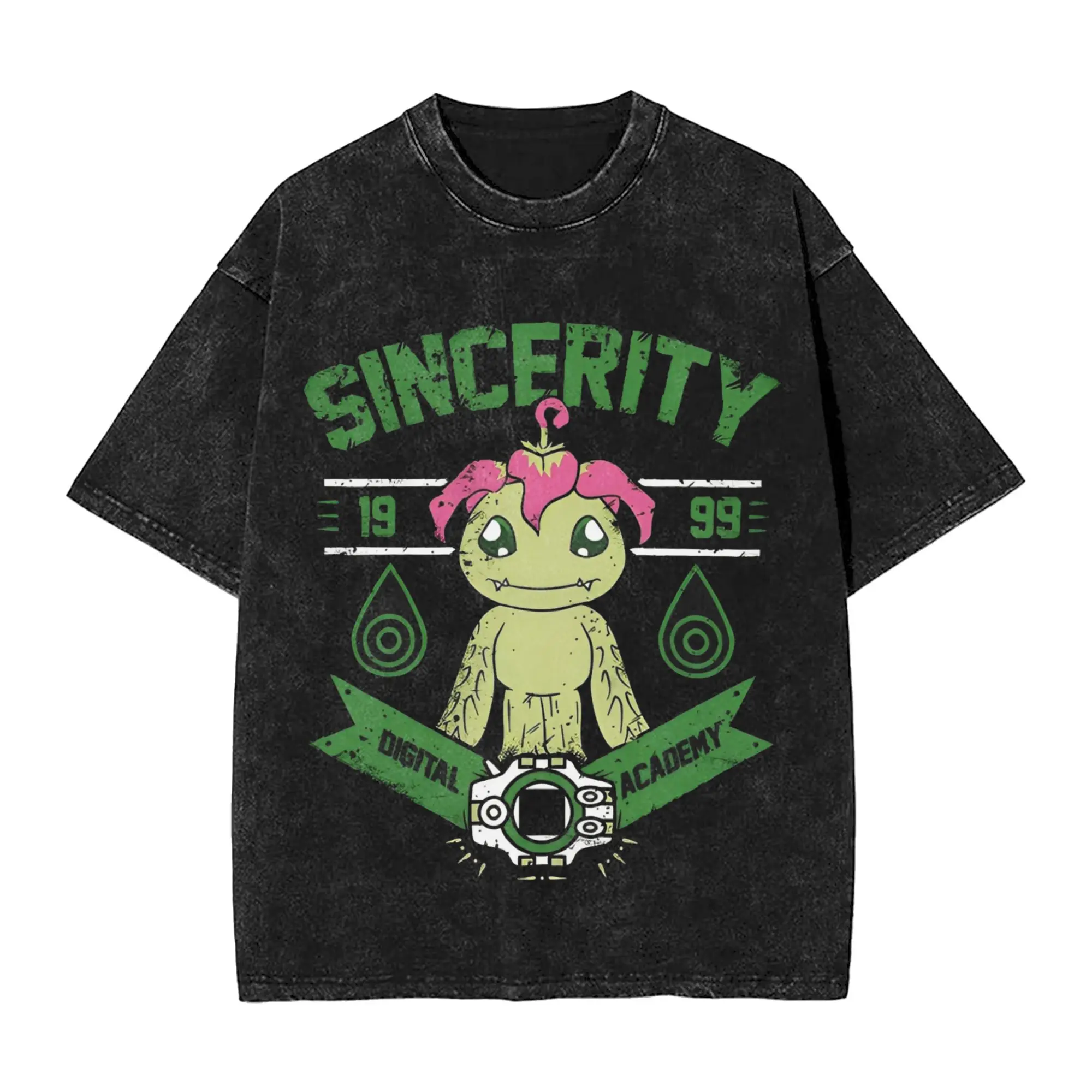 Digimon Adventure Oversized T Shirt V-mon Wormmon Agumon Palmon Tailmon Patamon Vintage Washed Short Sleeve Graphics Tees