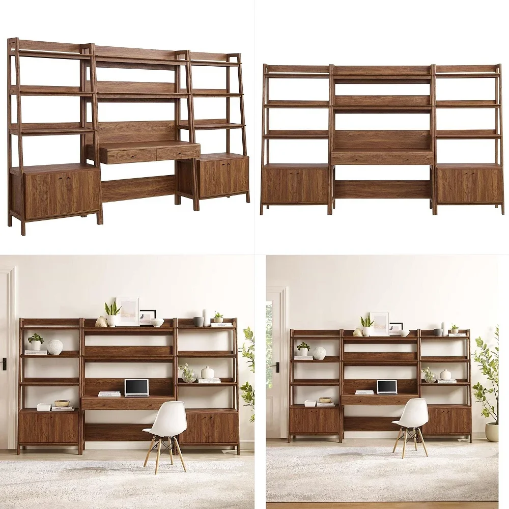 

Bixby 3Piece Home Office Desk and Bookshelf Display Case in Walnut